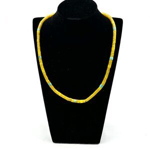 1970s-80s Santo Domingo Pueblo Hand-Rolled Gaspeite & Turquoise Necklace